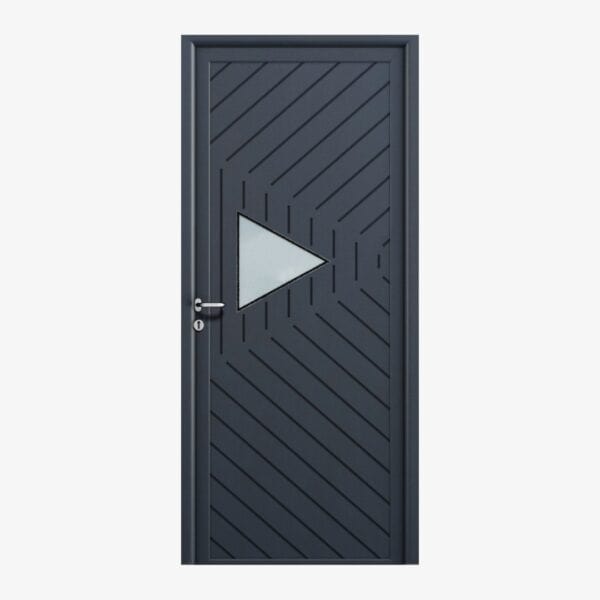 Biscarosse : Porte d'entrée contemporaine en aluminium ral 7016